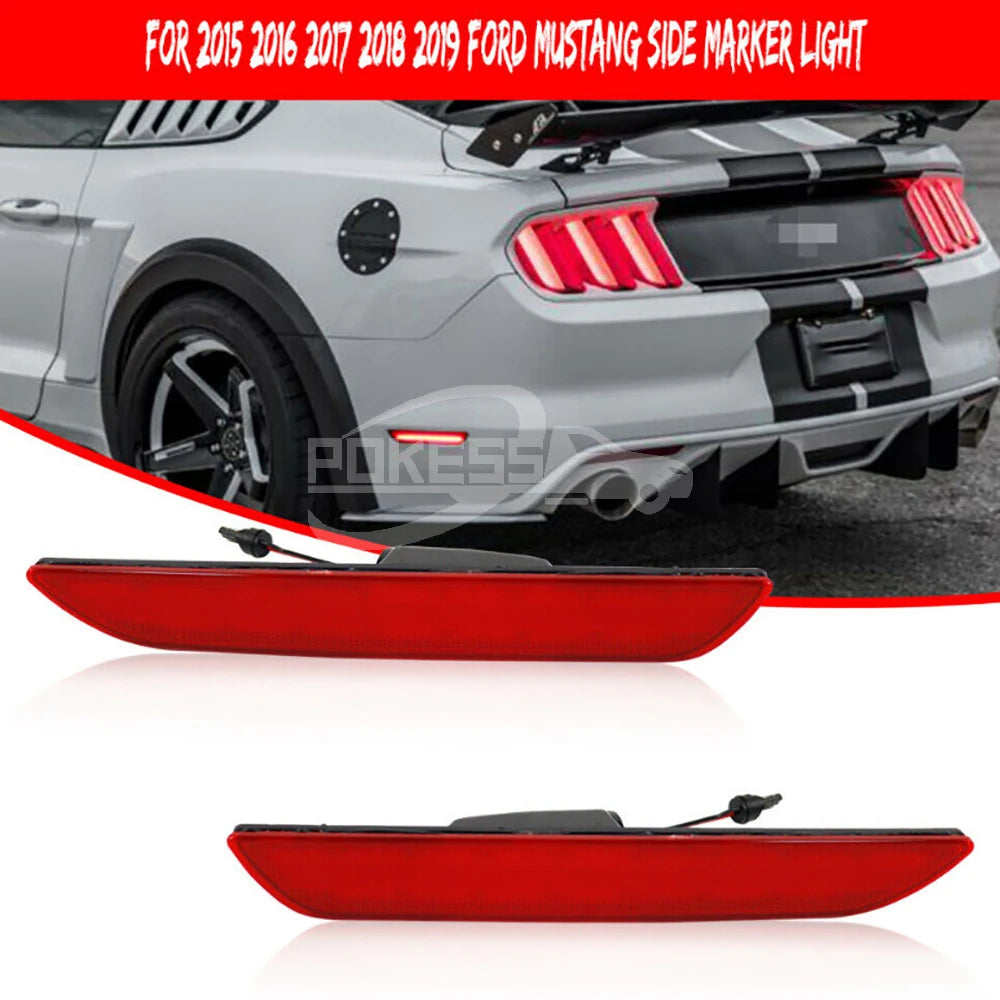 POKESS Rear Red Reflectors FR3Z15A449A FR3B17A849AB Right Rear Bumper Reflector for Ford Mustang 2015