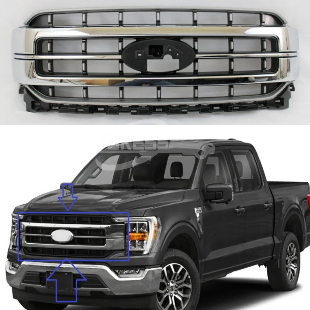 POKESS Universal Grill ML3Z8200FA ML348200FESMAS Electric-Plating Grill for Ford F150 2021-