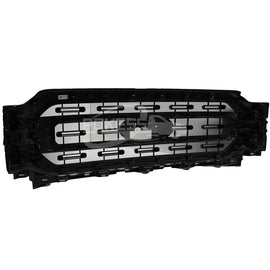 POKESS Grill Set ML3Z8200AA ML348200AD5YZ9 Black Leather Grill for Ford F150 2021-