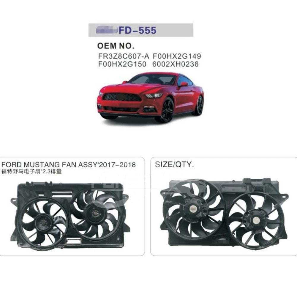 For Mustang GT Accessories FR3Z8C607B FR338C607BE Radiator Electric Radiator Cooling Fan for Ford Mustang 15-17 2.3T