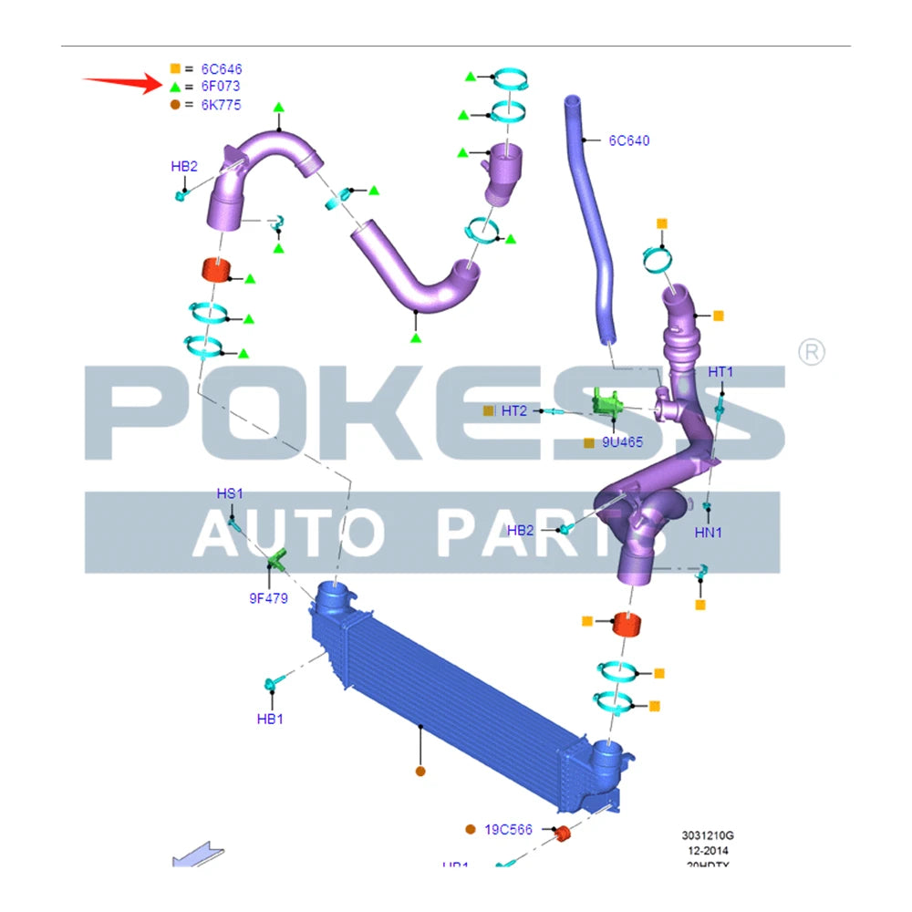 F2G36F073DG F2G36F073DD F2GZ6F073B F2GZ6F073C F2GZ6F073F F2G36F073CF F2G36F073CH Short Intercooler Air Hose for Ford Edge 2.0