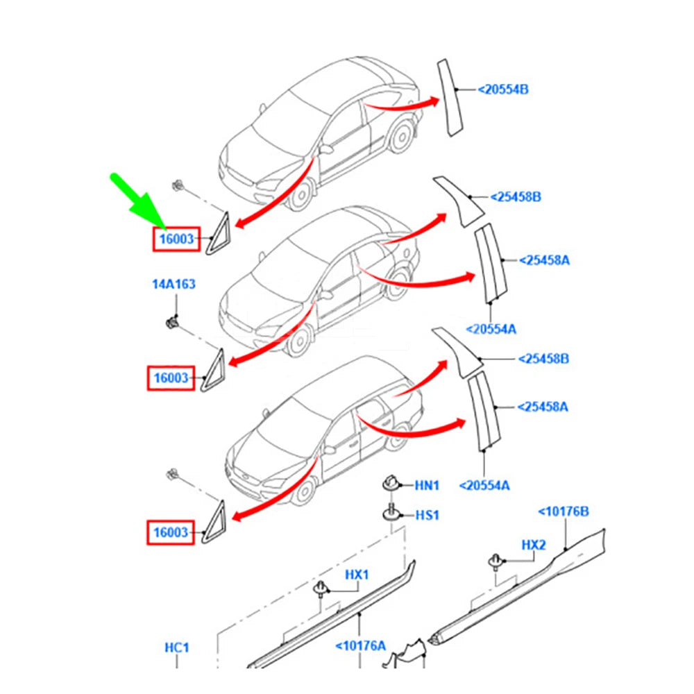 4M51A16004AD 4M51A16004AG CM55A16004AA 4M51A16004AE 4M51A16004AF Rear View Mirror Triangle Trim for Ford Focus 05-13