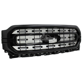 POKESS Grill Set ML3Z8200AA ML348200AD5YZ9 Black Leather Grill for Ford F150 2021-