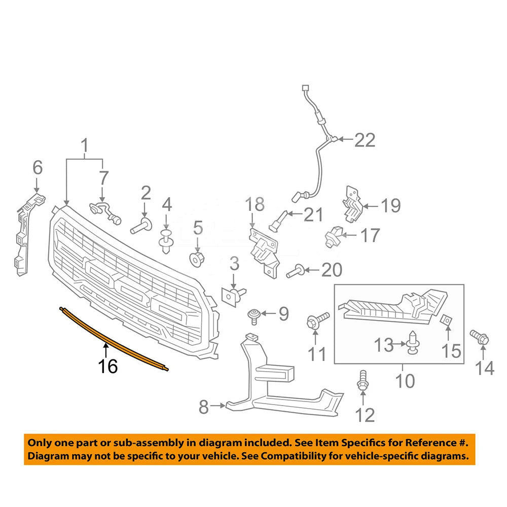 HL3Z17D957AAPTM HL3V17C831ABPRAA Front Bumper Trim Strip for Ford F150 17 SVT RAPTOR