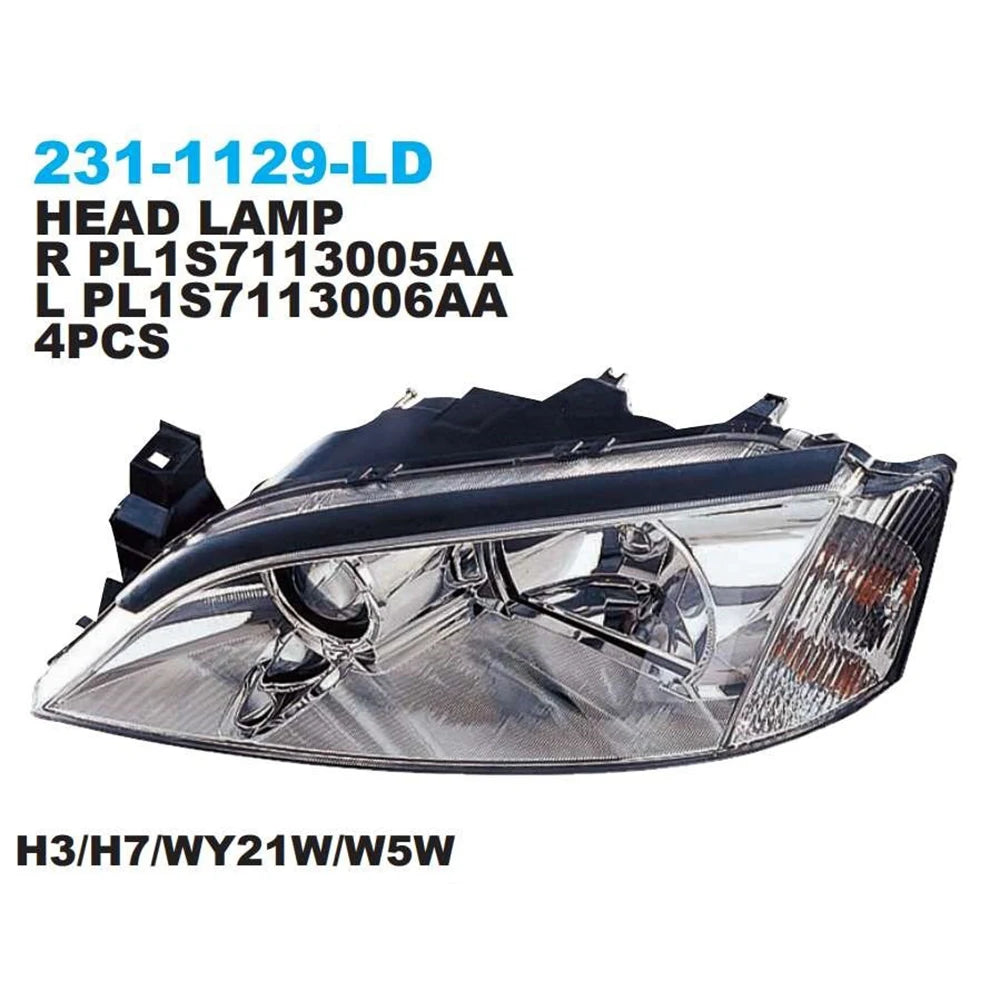 Headlight 1S7113006TD 231-1129L-LD for Ford Mondeo Fusion 2003 Front Left Black Headlight