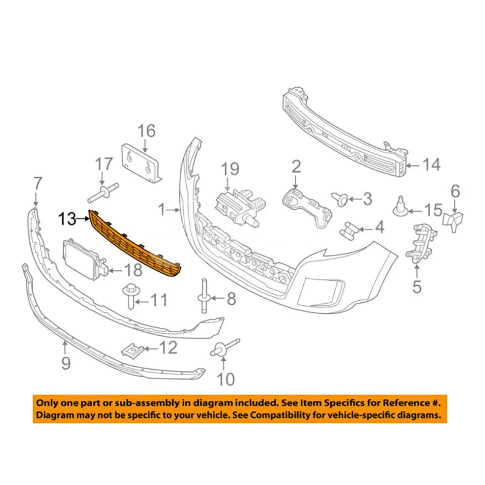 Grill Accessories BT4Z17K945B BT4317K945BB Front Bumper Lower Grille for Ford Edge 10-