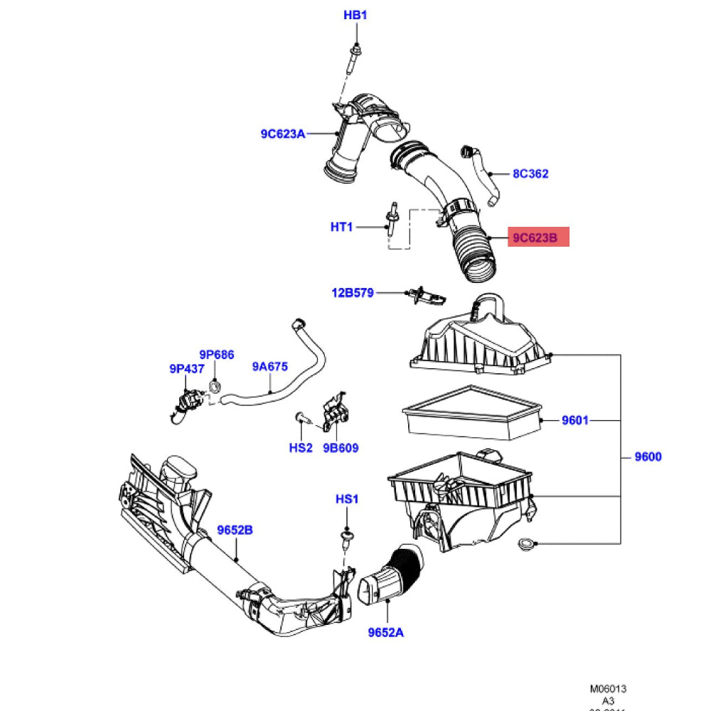 FOR FORD Mondeo S-MAX MK2 2.0 PETROL TNWA AIR INTAKE PIPE 9G91-9C623-BD 2010-2015