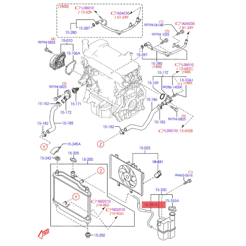 ZJ3615381 Water tank return pipe for ford fiesta 2009-2012 engine coolant pipe house ZJ3615381A