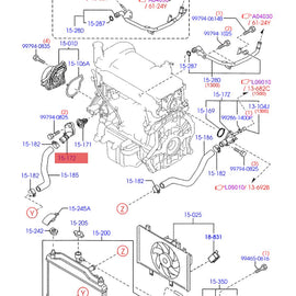ZJ3715172 ZJ37-15-172 thermostat cover aluminium For Ford Fiesta MK6 Mazda thermostat housing cooler