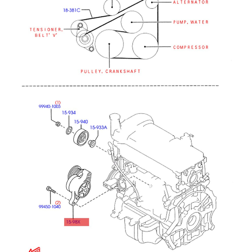 Generator Tensioner ZJ3815980B Zj3815980C For ford FIESTA MK6 Mazda 2 3 AXELA Saloon Ford Carnival
