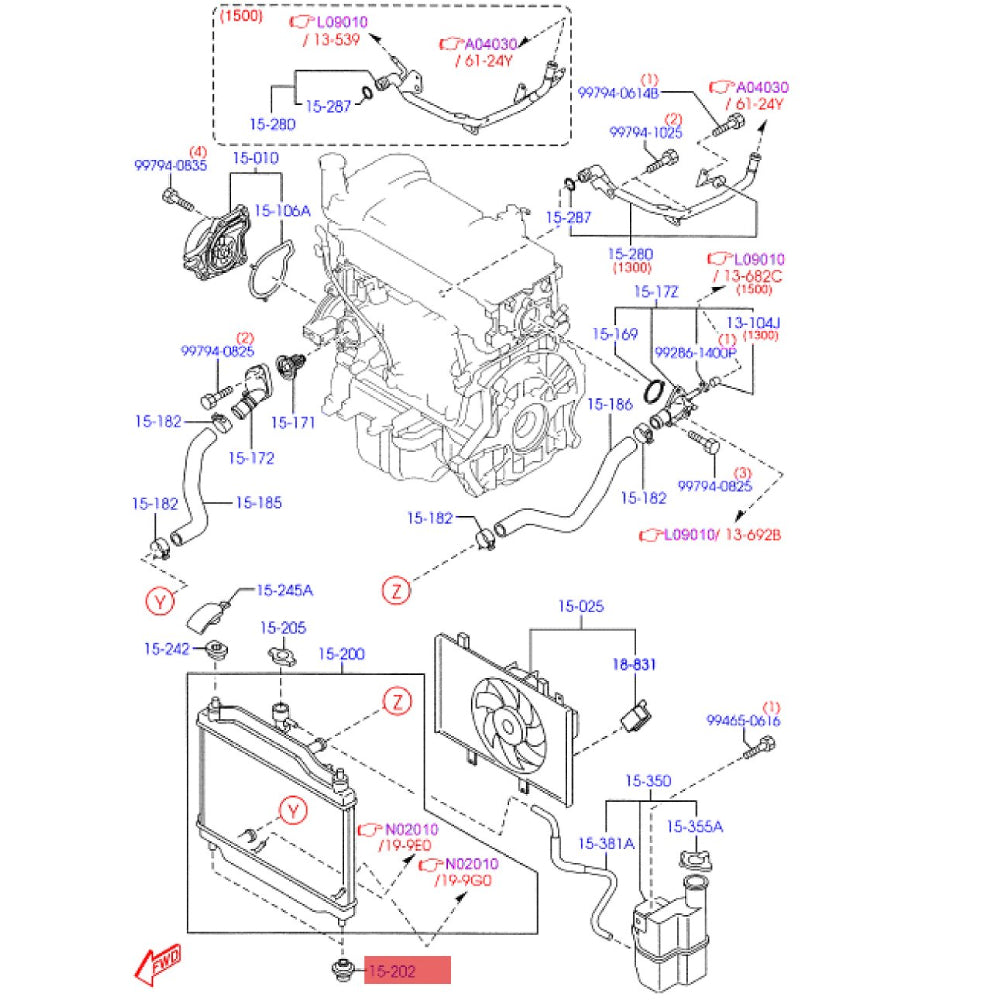 for ford FIESTA MK6 Mazda Protege5 Millenia 626 Radiator Lower Insulator K80215202 ZJ3615202