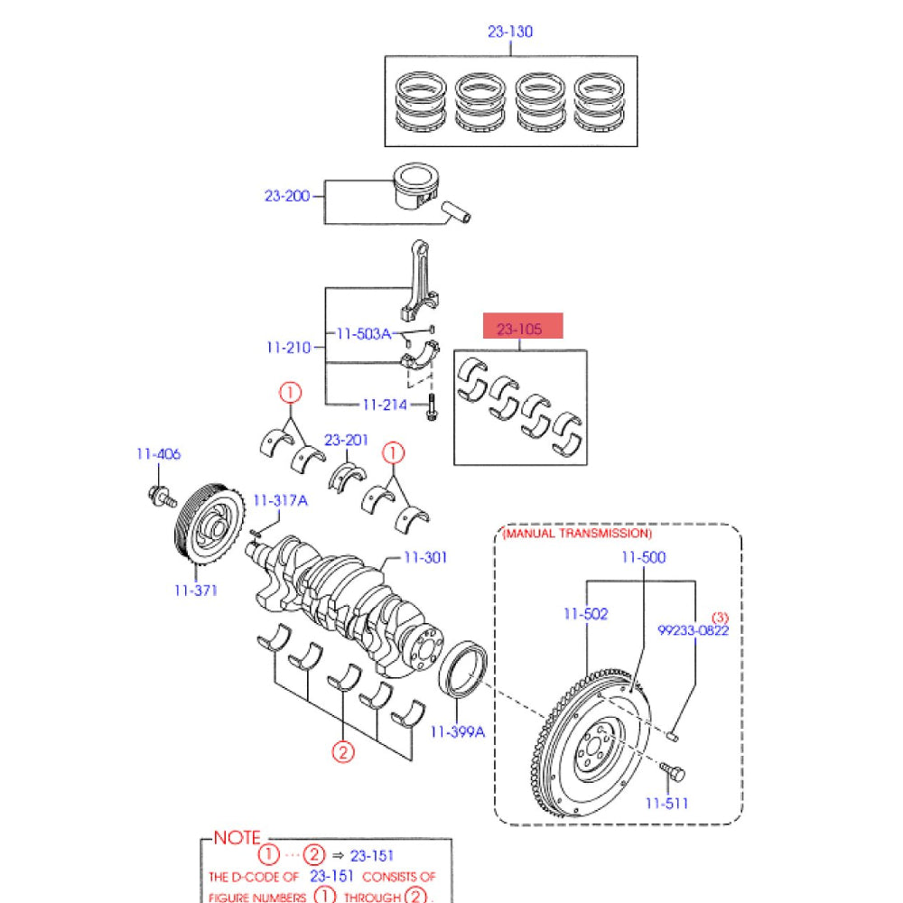 ZJ engine crankshaft conrod con rod bearing for Ford Fiesta 1349cc DOHC 1.3L 86HP 63KW 2010-2011 ZJY2-11-SGO ZJY3-11-SE0