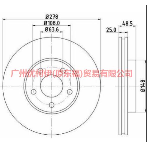 6M512C375AA front brake disc For Ford Focus BF 05-06