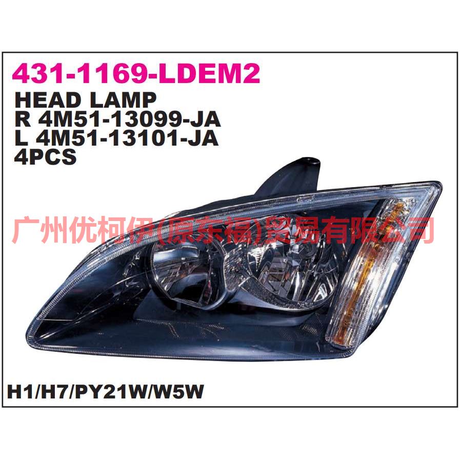 5M5113W030AE headlight L black For Ford Focus BF 05-06