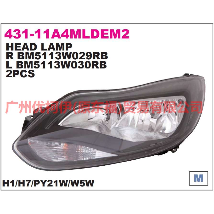 BM5113W030CK headlight L black For Ford Focus D2 12-14